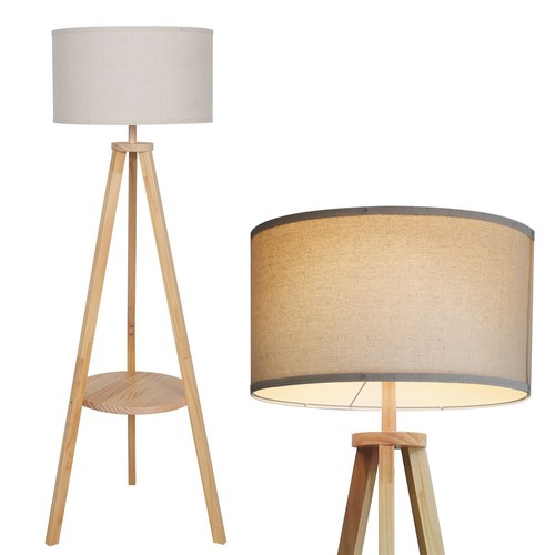 Tripod shelf floor lamp wooden - floor,