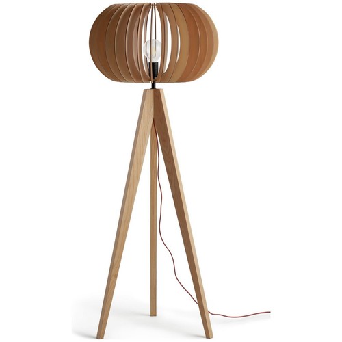 Floor lamp wooden tripod oak - tripod,