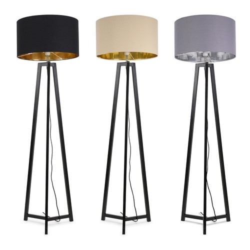 Black wooden tripod floor - floor, lamp