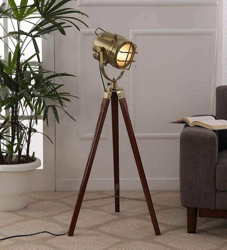 Vintage floor lamp wooden - lamp,